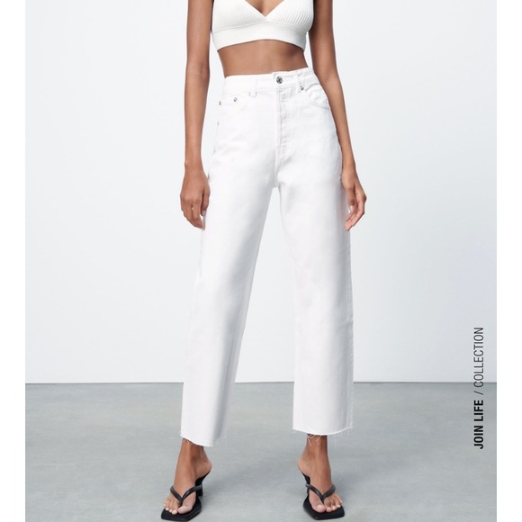 Zara straight leg jeans in white sz 4 - Picture 8 of 13